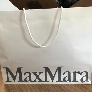 Max Mara Grey Logo Empty Glossy Paper Shopping Gift Bag 21" W x 17.5" H x 5" D